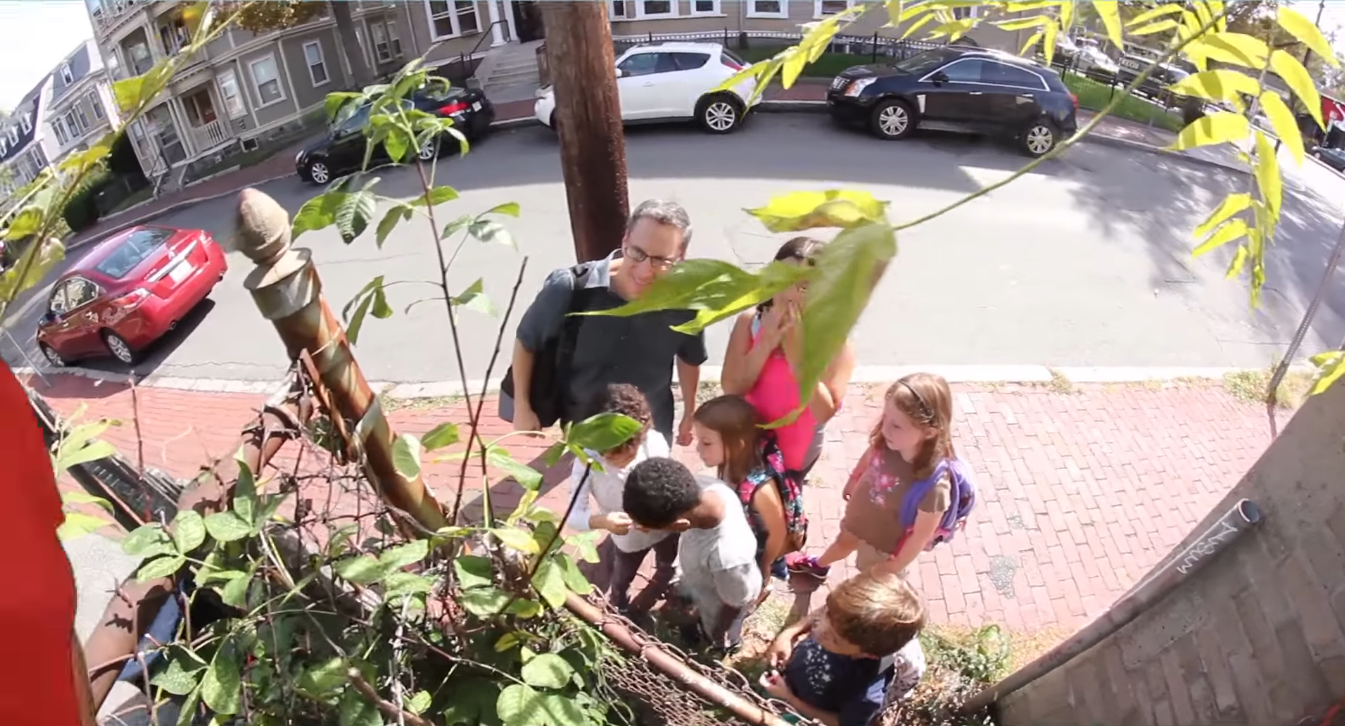 Peter Bowden and Children Exploring Nature in City