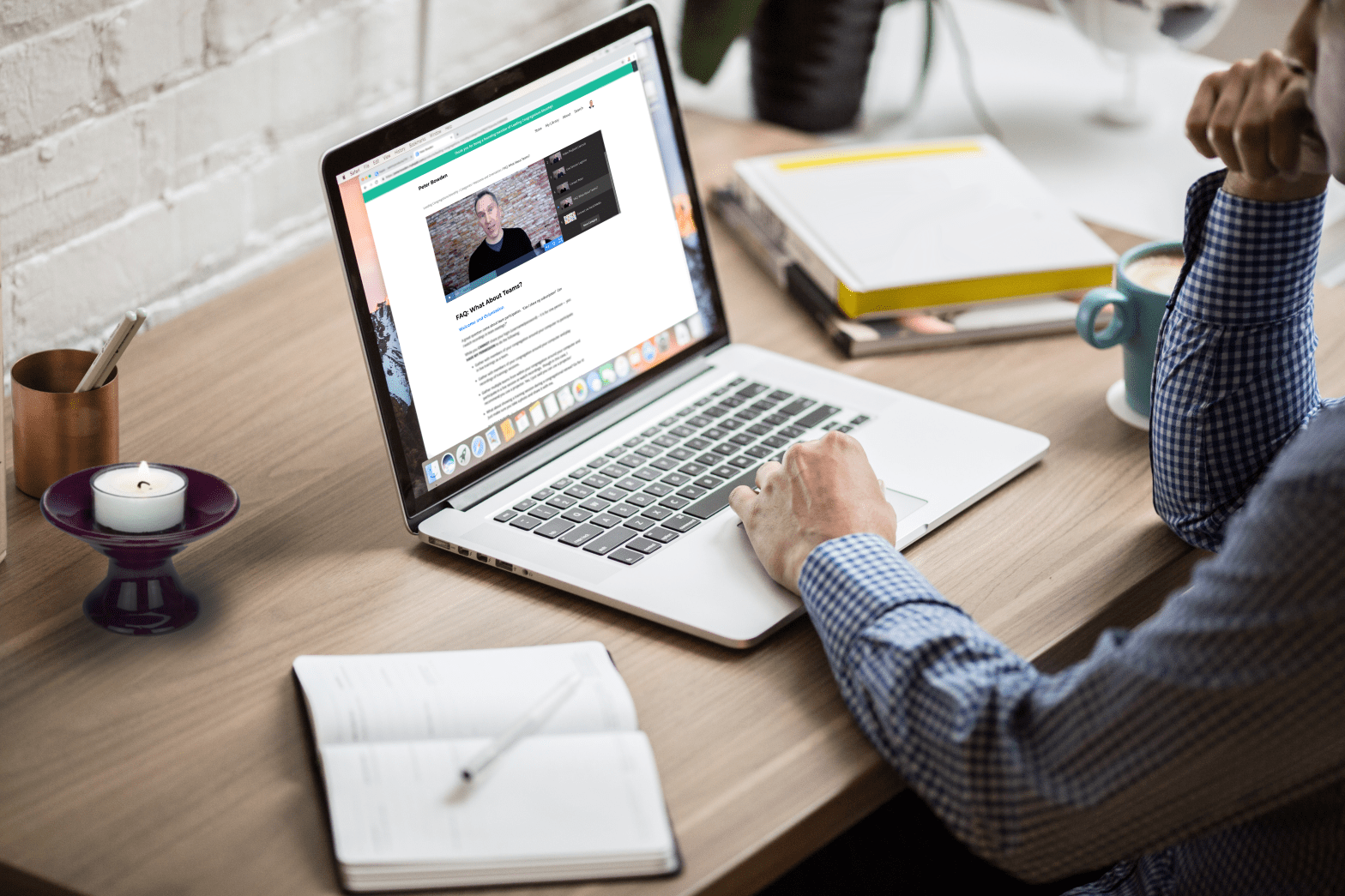 Person at desk participating in Leading Congregations Monthly online training with Peter Bowden